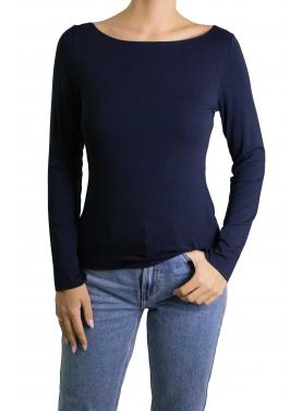 Maglia con scollo a barca tinta unita 